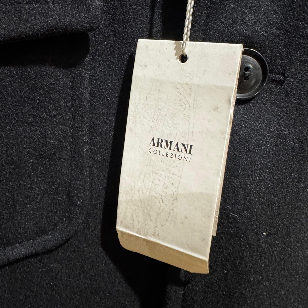 Armani Collezioni men’s Black winter pea coat wool Jacket size xl - Picture 2 of 5